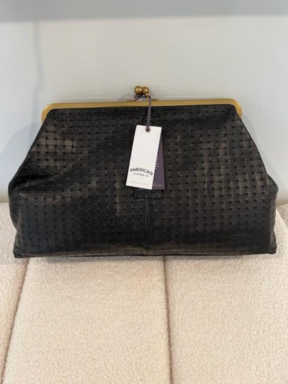 Black Leather Oversized Clutch - Picture 3 of 4
